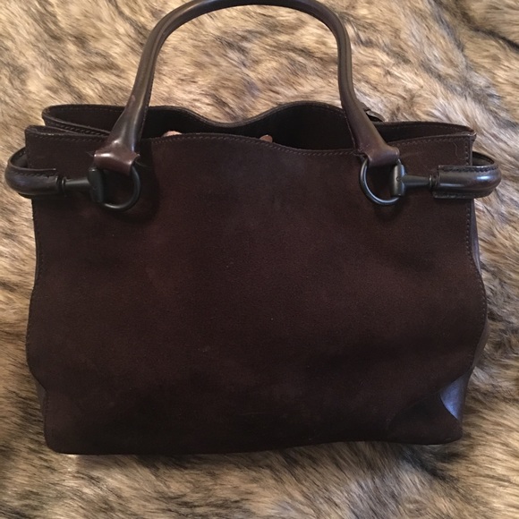 Leather and suede Gucci shoulder purse